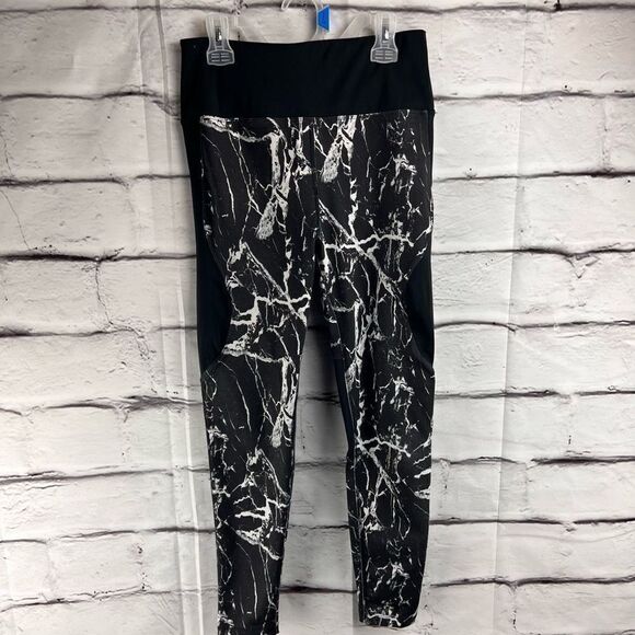 ASOS 4505 Black Marble Print Track Leggings Size 8 - Picture 10 of 12